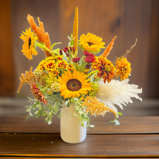 Bright Fall Sunflower Vase